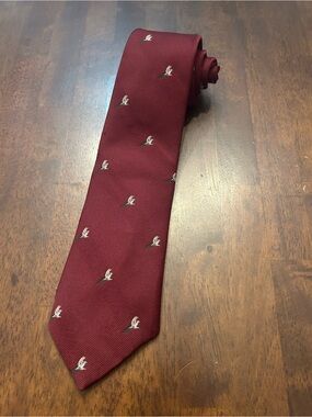 Burgundy Peacock Embroidered Polyester Tie